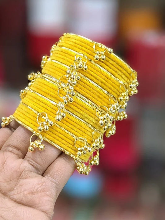 Luxury Velvet Bangles Set with Golden l Kashmiri Kara