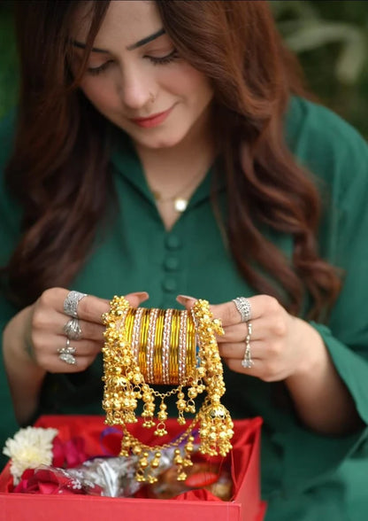 Royal Pearl Bangle Set with Jhumka Hangings